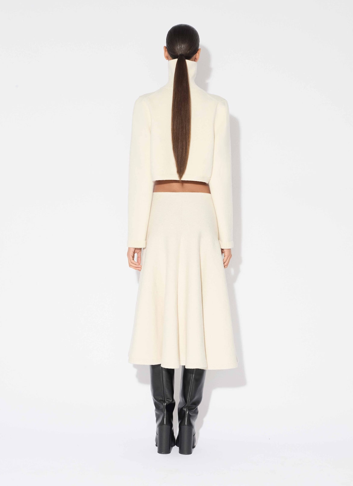 CASHMERE KNIT FLARE SKIRT ALAÏA WHITE CASHMERE KNIT FLARE SKIRT